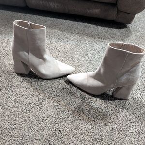 Target Women's Pointed Toe Block Heel Ankle Boots in Light Beige